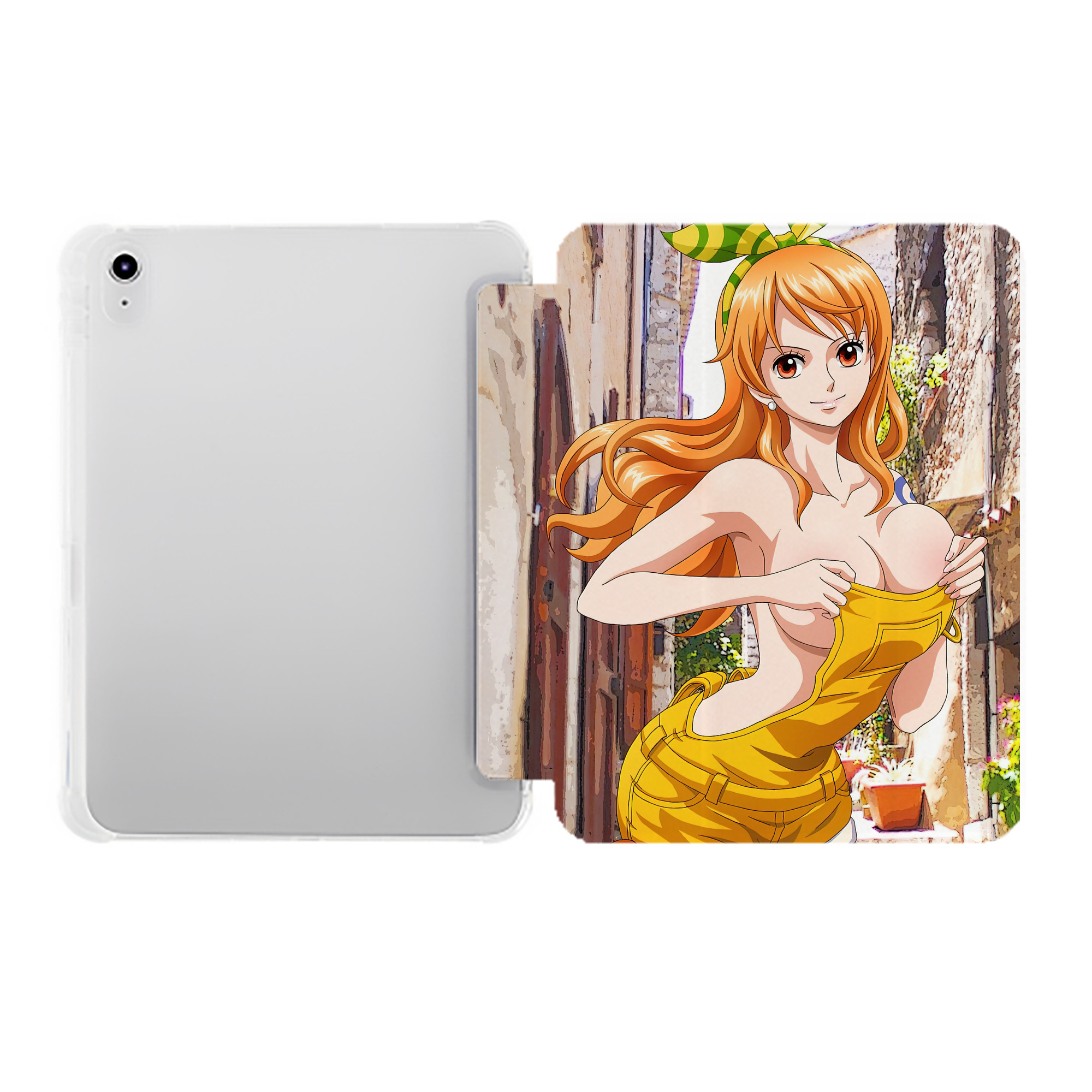 （画像用） ワンピース ONE PIECE IPad ケース ペン収納付き 三つ折りスタンド PUレザー×シリコン 対応機種9.5/10.5/10.9インチ